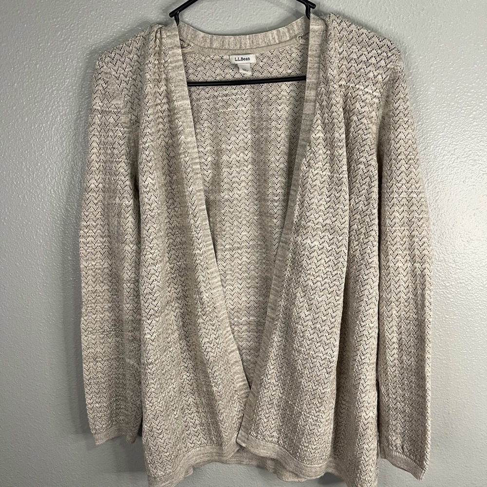 L.L. Bean Open Cardigan Beige 1XL
